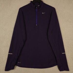 Nike Running Shirt Mens Small Purple Element 1/2 Zip Dri Fit Pullover Top Active